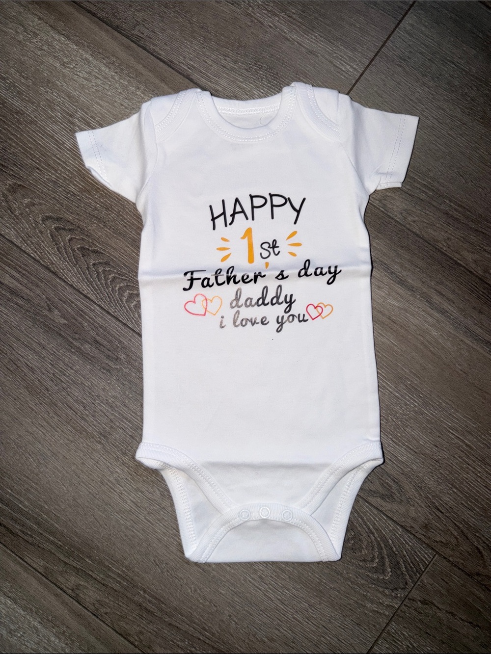 White Baby One-Piece 'Happy 1st Father's Day' Bodysuit